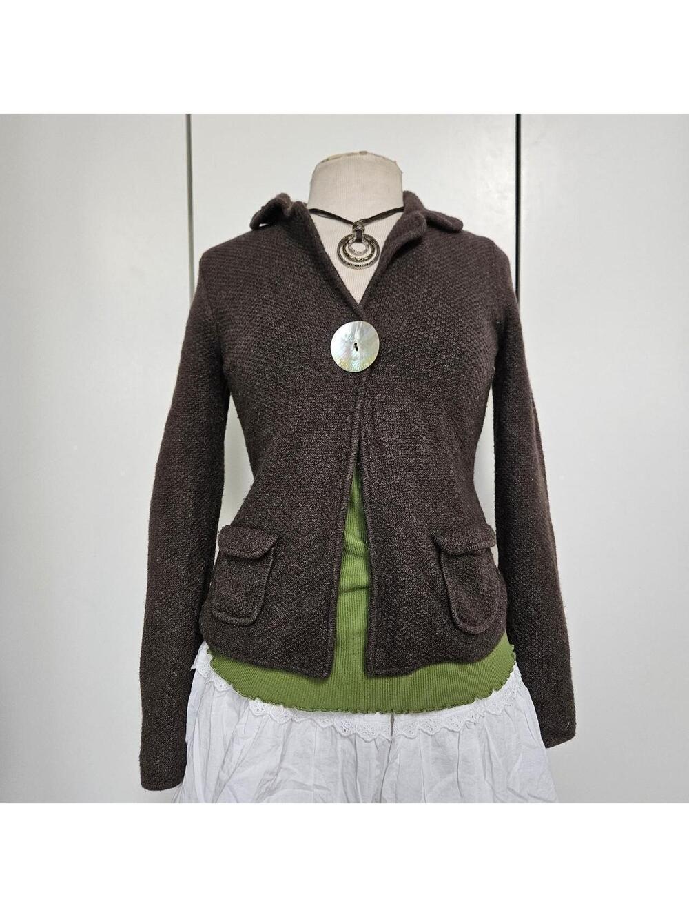 Boden brown cardigan blazer 8 cotton angora cashmere blend